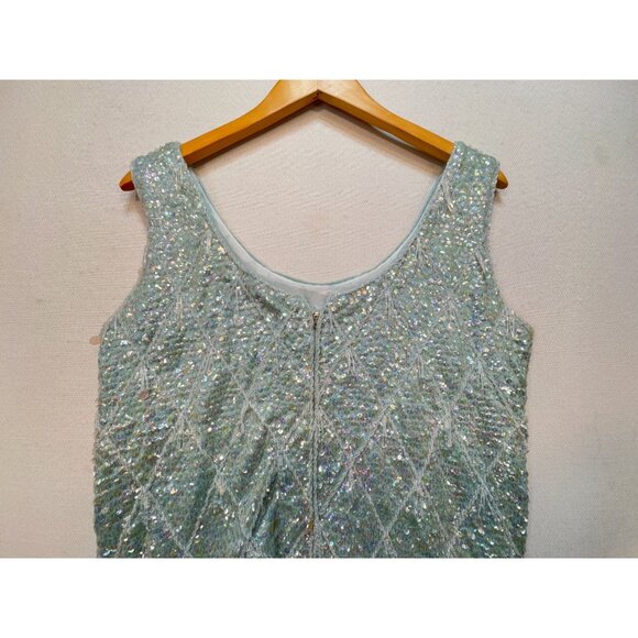 Vintage 100% Wool Sequined Beaded Tank Top Made In Hong Kong - Picture 16 of 16